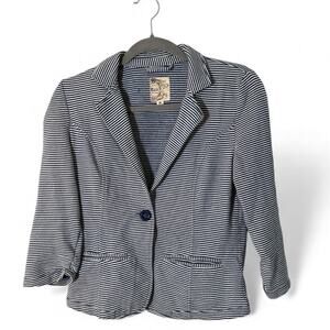 Tulle Anthropology Women’s Nautical Striped Blazer Academia Navy White Sz Small